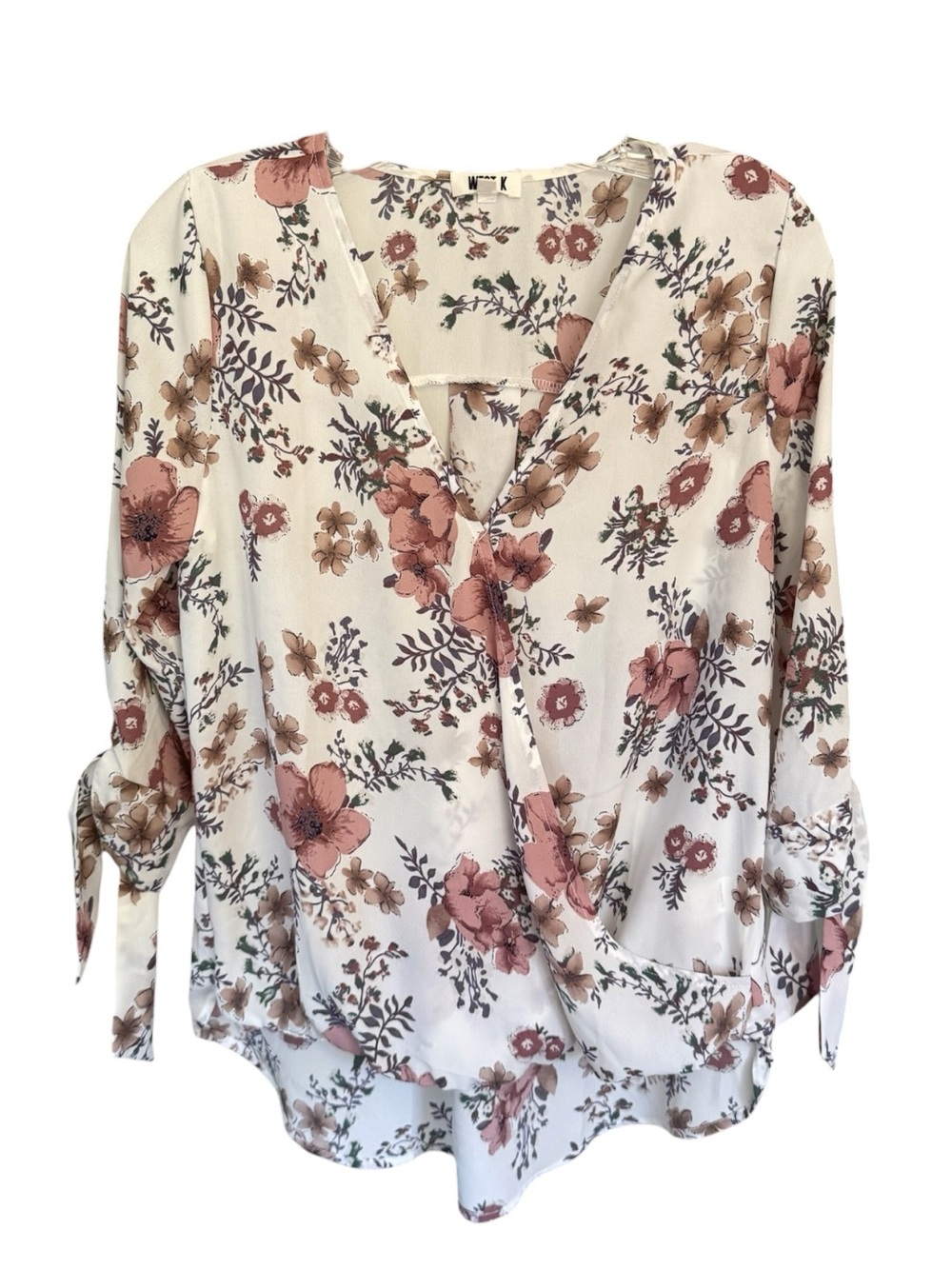 West K Floral Print High Low Blouse Top Mid Sleeve - Size Small